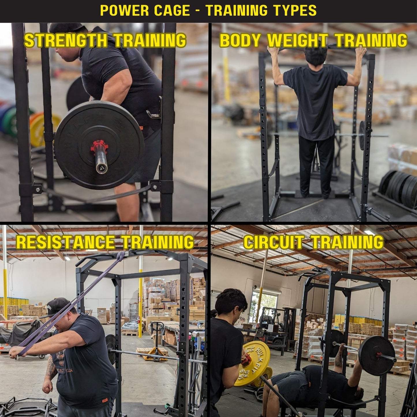 HulkFit Multifunctional Gen 2 Pro Series Power Cage Squat Rack with Home Gym Attachments and Accessories - Black
