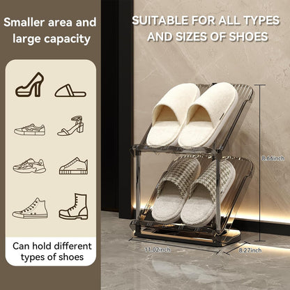 2 YYW Narrow Shoe Rack Vertical Shoes Rack for Entryway Corner Shoe Storage Organizer for Small Spaces Transparently