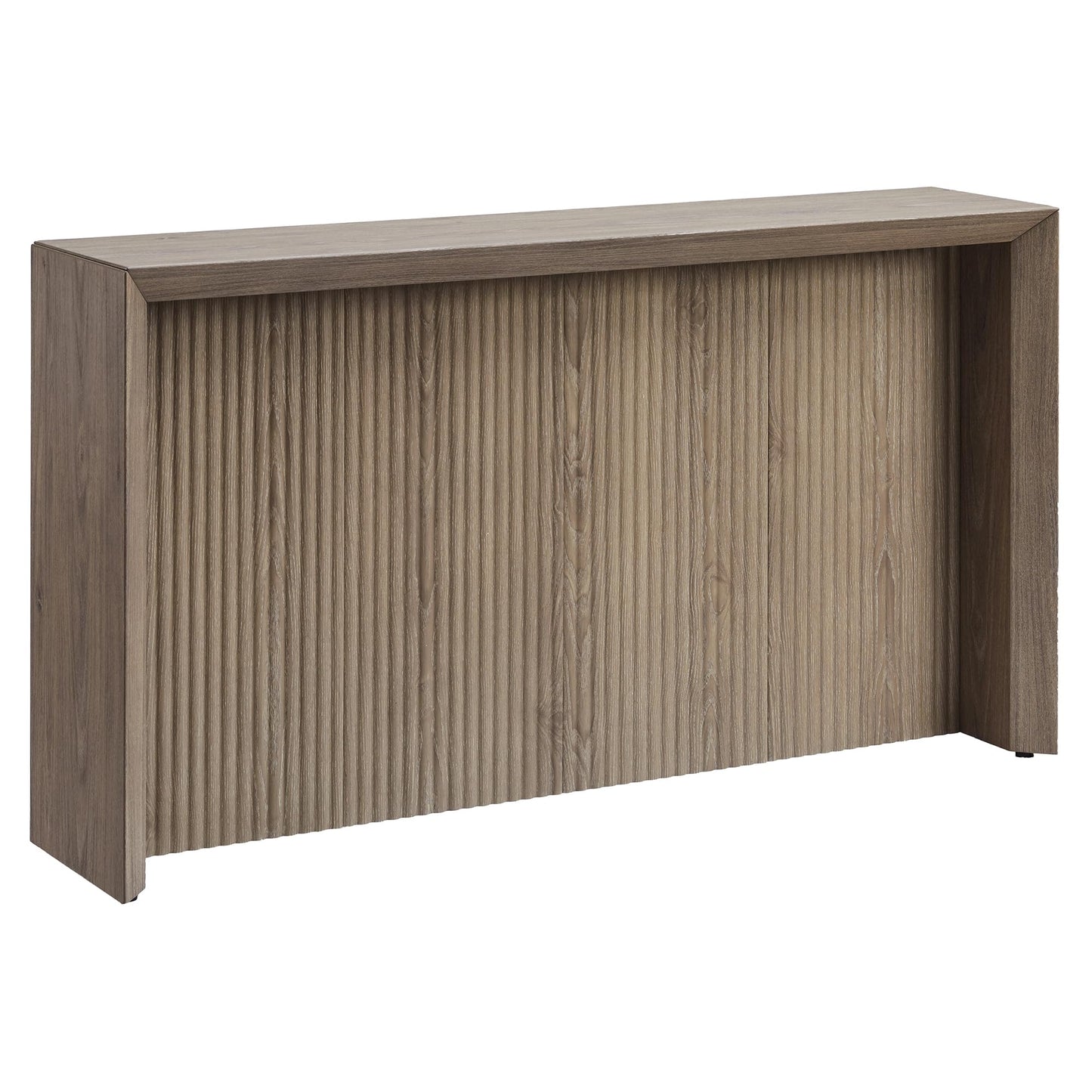 Henn&Hart 56" Fluted Wooden Rectangular Console Table Ribbed Entryway Table, Sofa Table for Entryway, Living Room, Couch, Hallway, or Office, Weathered Gray
