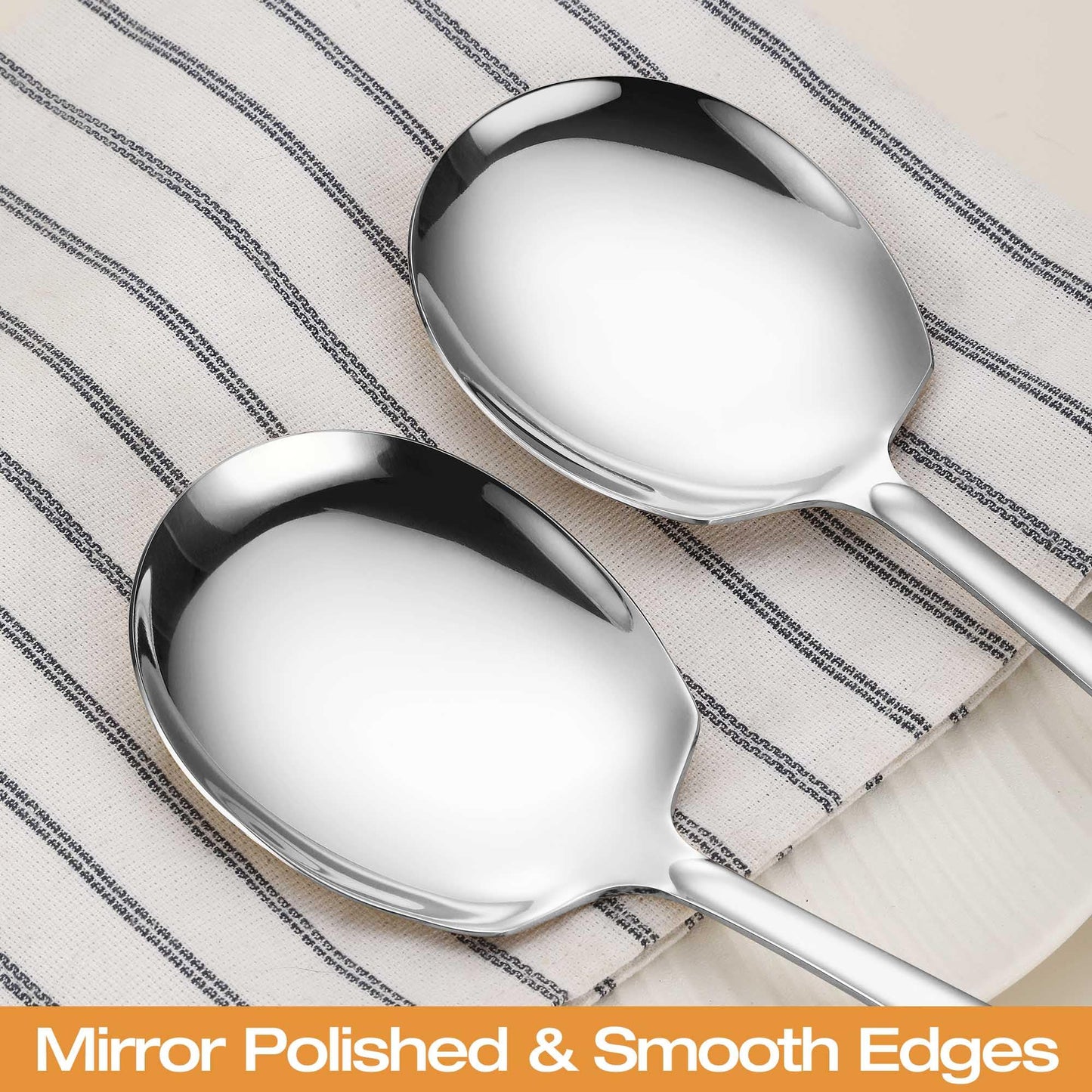 Extra Large Serving Spoons Set 11.7-Inch Silver Serving Utensils 18/8 Stainless Steel Big Metal Spoons for Buffet, Parties, Catering, Banquet - Dishwasher Safe (2-Pack, Silver)