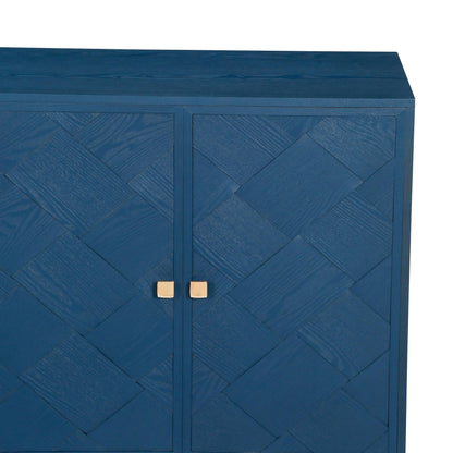 Merax 59.8" Wood Sideboard Buffet Cabinet, Storage Cabinet with Doors and Shelves, Modern Console Table with Solid Wood Legs for Dining Room, Living Room, Entryway, Navy Blue Finish