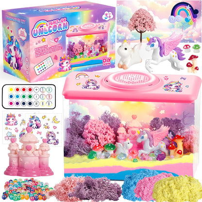 HYASIA Unicorn Light-Up Terrarium Kit for Kids - Night Light with Remote & Music, DIY Arts and Crafts for Kids Ages 8-12, Perfect Birthday Hoilday Graduation Gifts for 4-12 Year Old Girls