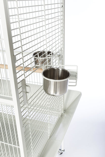 Prevue Pet Products Large Dome Top Bird Cage - Medium Steel Cage with Casters, Dual Locks, Seed Guards, and Perches, Ideal for Cockatiels, Conures, and Similarly Sized Birds - Chalk White