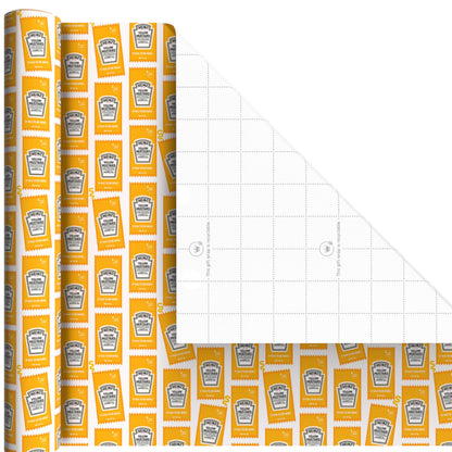 Hallmark Heinz Wrapping Paper Mini Rolls, 3-Pack (Ketchup, Mustard, Hotdogs, Wienermobile) for Birthdays, Graduations, Father's Day, Celebrations, Any Occasion - 45 Sq. Ft. Total