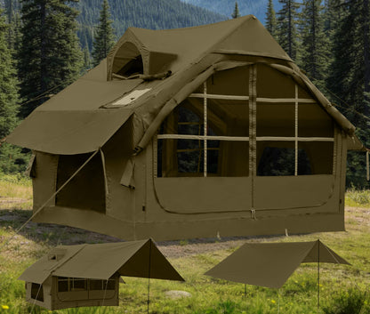 Inflatable Tents for Camping with Skylight, 4/6 Person Easy Setup Blow Up Tents for 4 Seasons Waterproof Inflatable Camping Tent with Awning, Air House Glamping Tents for Camping Adult