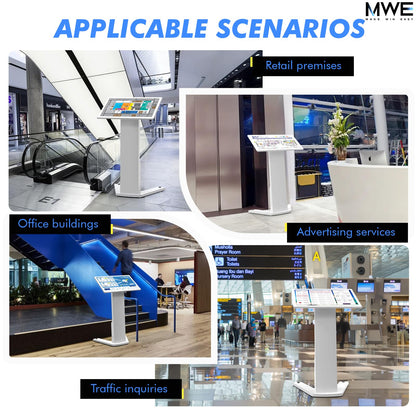 MWE 43 Inch Touch-screen Self Service Kiosk, Floor Standing Digital Signage Display, FHD Information Kiosk, 2 Speakers, Interactive Display for Mall Navigation/Self-Ordering/Advertising/Retail Store