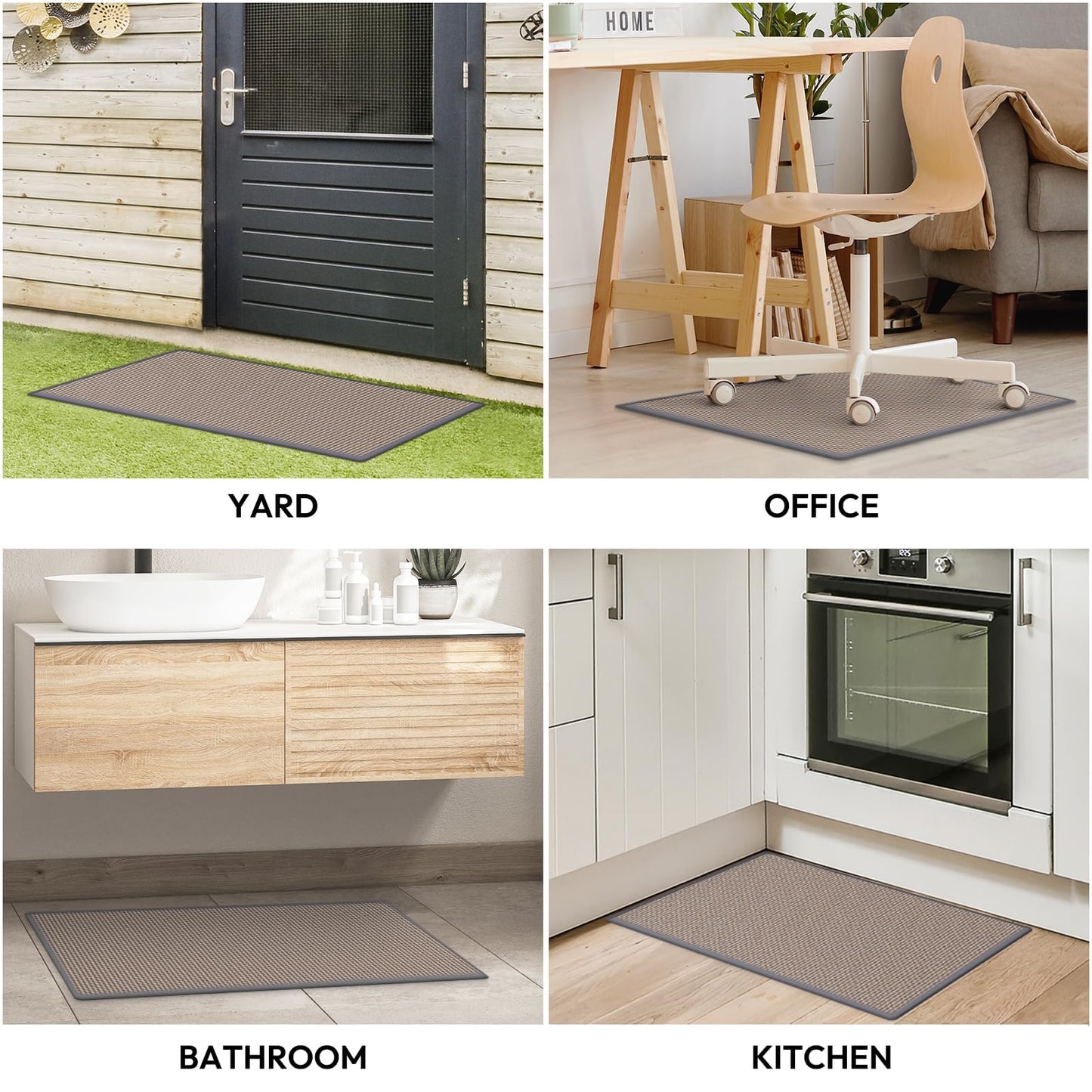 Kitchen Mats for Floor, Kitchen Rug, Nonskid, Washable, Absorbent Kitchen Runner Rug for in Front of Sink, Entryway, Rubber Backing Indoor Door Mat, Farmhouse Style Standing Mat, 17.3"x28", Grey
