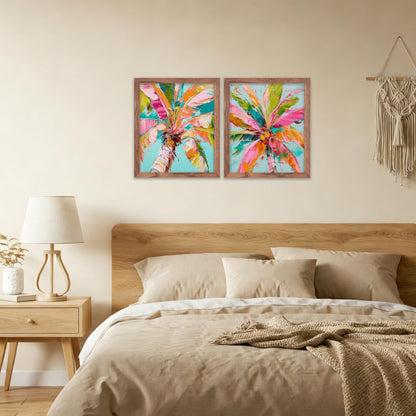 Kemingni 2 Pack Abstract Palm Tree Diamond Painting Kit, Tropical Pink Palm Tree Diamond Art Kits for Adults Beginners, Full Drill Gem Painting for Home Wall Decor, 9.8x11.8 Inch