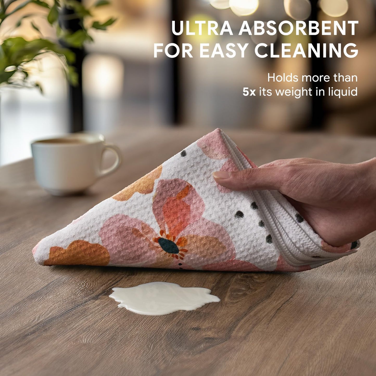 RECYCO Waffle Kitchen Towel Set of 2 - Quick Dry Microfiber Sustainable Dish Towels - Ultra Absorbent Reusable Cleaning Tea Towels - Lightweight Hand Towels,16”x 28”, Blossom Breeze