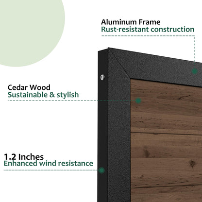 BlueWish 6 x 3 FT Cedar Wood Fence Gate Kit, Board-on-Board Privacy Fence Gate, Aluminum Frame with Security Lock System, Outdoor Garden Yard Complete Gate Kit for Backyard, Pool, Brown