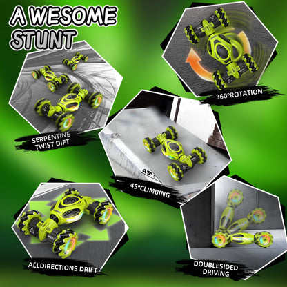 XUERENTECH RC Cars, Gesture Sensing Stunt Car Toys for Boys Girls 6-12 Year Old, 2.4Ghz 4WD Hand Remote Control Toy 360° Rotate Transform Off-Road Drift with Lights Music, Birthday Xmas Gifts for Kids