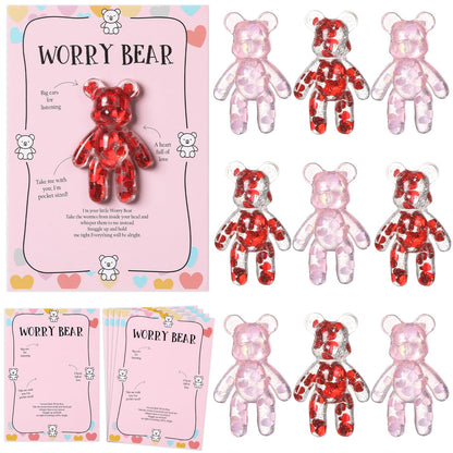 party greeting 10 Set Valentine's Day Pocket Bear Hug Emotional Support Gifts Mental Health Anxiety Relief Positivity Autism Fidget Gift Stress Relief Gift for Boy Girls Favor Gift