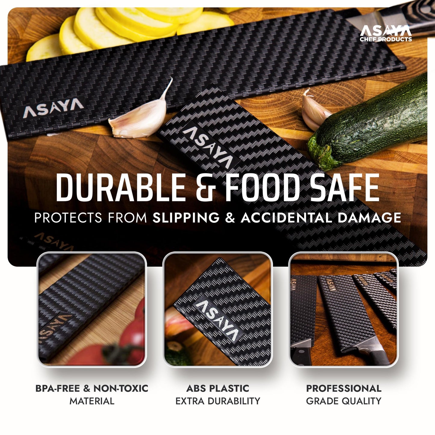 Asaya Professional Chef Knife Edge Guards – 11 Piece Knives Universal Covers - Extra Strength ABS Plastic and Food Safe Kitchen Knife Sheath Covers – Knives Not Included