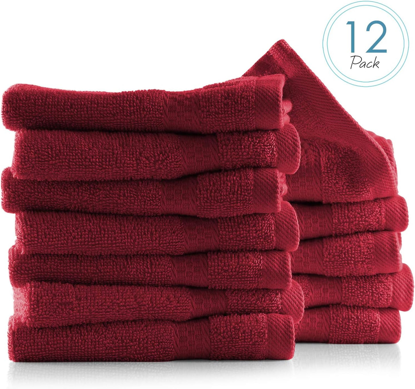 12 Pack 100% 13"x13" Hearth & Harbor Washcloths - Cotton Washcloth for Body and face, High Absorbent and Soft Body Wash