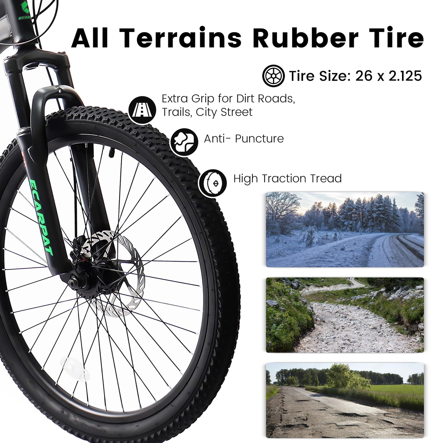 Ecarpat Full Dual Suspension 26 Inch Mountain Bike, 21-Speed Disc Brake, Front Fork Rear Shock Absorber Carbon Steel Frame Mountain Bike, Mens Womens Trail Commuter City Bicycles