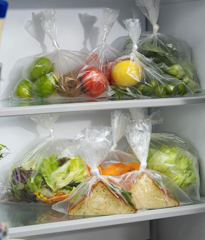 8"x12" & 10"x14" Quart & Gallon Plastic Produce Bags on a Roll- 350 Bags Each (700 Bags), Clear Grocery & Bread Bags, Food Contact Safe (Small & Medium)