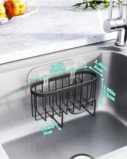 2 HapiRm Multifunctional Sponge Holder with Unique M-Shaped, Installation Methods Kitchen Sink Caddy Organizer
