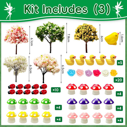 MTWENWENZY 114 Pcs Miniature Fairy Garden Accessories Kit Resin Elves Animal Figurines Decor Micro Landscape Ornaments for DIY Micro Dollhouse