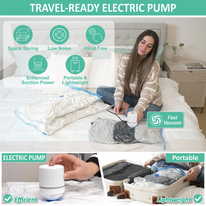 Cozy Essential 20 Pack Vacuum Storage Bags with Electric Pump, Vacuum Seal Bags for Clothing, Pillows, Blanket Bedding Comforters