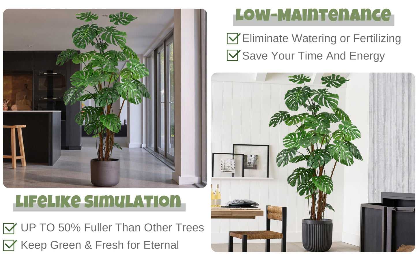 Roselywed Artificial Monstera Deliciosa Tree 8FT with 27 Split Leaves Realistic Tropical Swiss Cheese Plant 94 Inch Tall Large Fake Faux Palm Black Pot for Indoor Home Office Porch Mall Hotel Decor