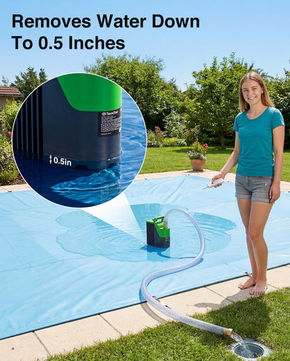 TaskStar Cordless Submersible Water Pump, Portable Battery Powered Utility Transfer Pump with Remote Control, 60-Min Runtime, 30FT Lift for Pool Cover, Hot Tub, Basement and Garden
