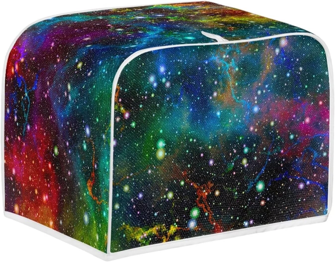 Colorful Galaxy Print Toaster Cover with Handle, Universal Size Dustproof Cover for 2 Slice Toaster and Microwave Oven