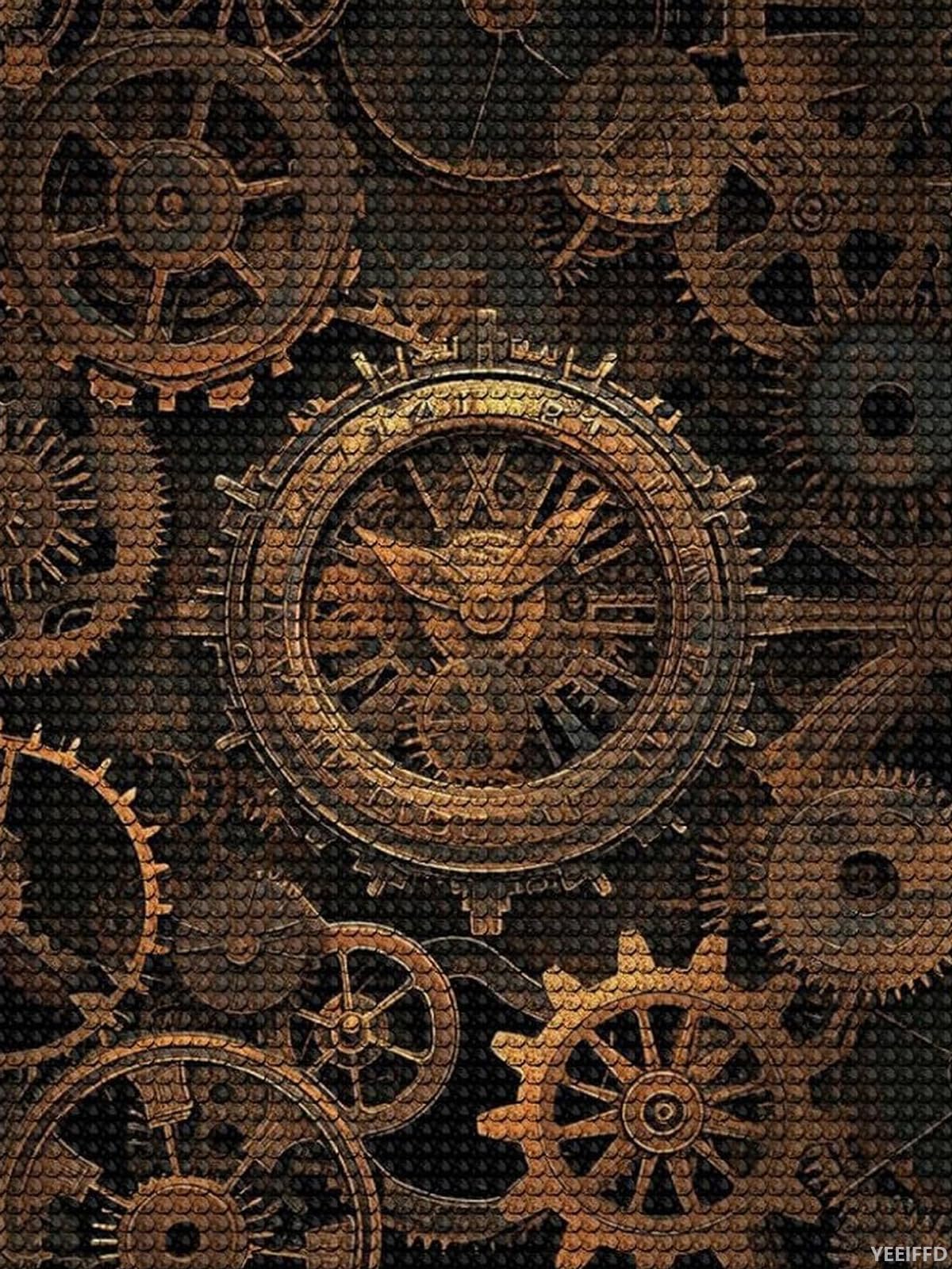 YEEIFFD Steampunk Gears Diamond Art Painting Art Kits for Adults Diamond Art Painting Diamond Art Kits 5D Diamond Art for Home Wall Decor 12x16 inch