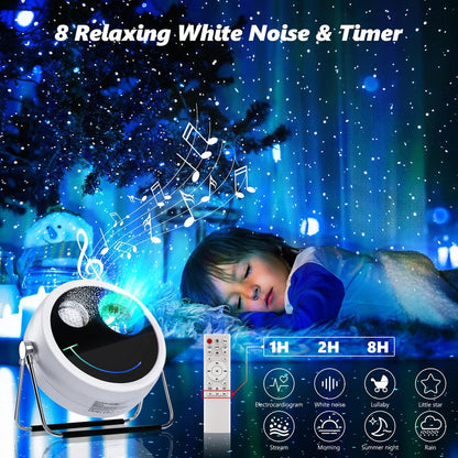 Brizled Star Projector Galaxy Light, USB C White Starry Projector Works with PD Power Supply, Bluetooth Speaker and White Noise Aurora Light, LED Galaxy Lighting for Bedroom Home Party