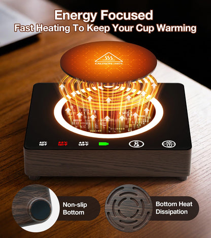 Mug Warmer, Cordless 180 Min Battery Life, 10000mAh Portable Charger, Wireless Coffee Cup Warmer for Desk, 3 Temp Settings, Smart Candle Heat Plate for Home, Office, Travel, Camping & Gifts for Men