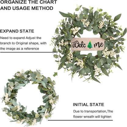 **SY Super Bang 20-Inch Artificial Eucalyptus Wreath - Interchangeable Seasonal Decor for Front Door**