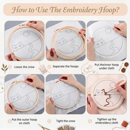 XunYee 4 Sets DIY Punch Needle Kits for Adult Beginners Cute Cat with Flower with Hoop Punch 8 Inch DIY Needle Embroidery Sets Starter Craft Set Easy for Adults Children Festival Gift Decoration