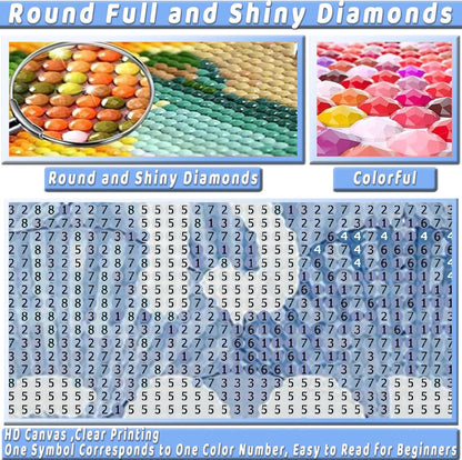 6Pcs Coastal Beachy Diamond Art Kits for Adults Beginners,Full Round Drill 5D DIY Blue Christian Diamond Painting Kits,Paint by Diamonds Dot Gem Art Crystal Easy, Funny Home Wall Decor&Gift-10x12in