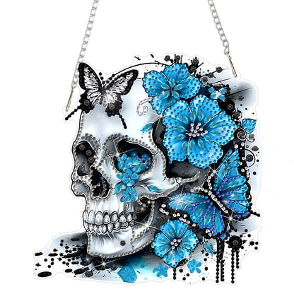 DOMROM Skull Diamond Art Hanging Kits for Adults Beginners, Special Shaped Crystal Diamond Painting Skull Pendant, DIY Diamond Art Suncatchers for Home Garden Wall Decor Gift
