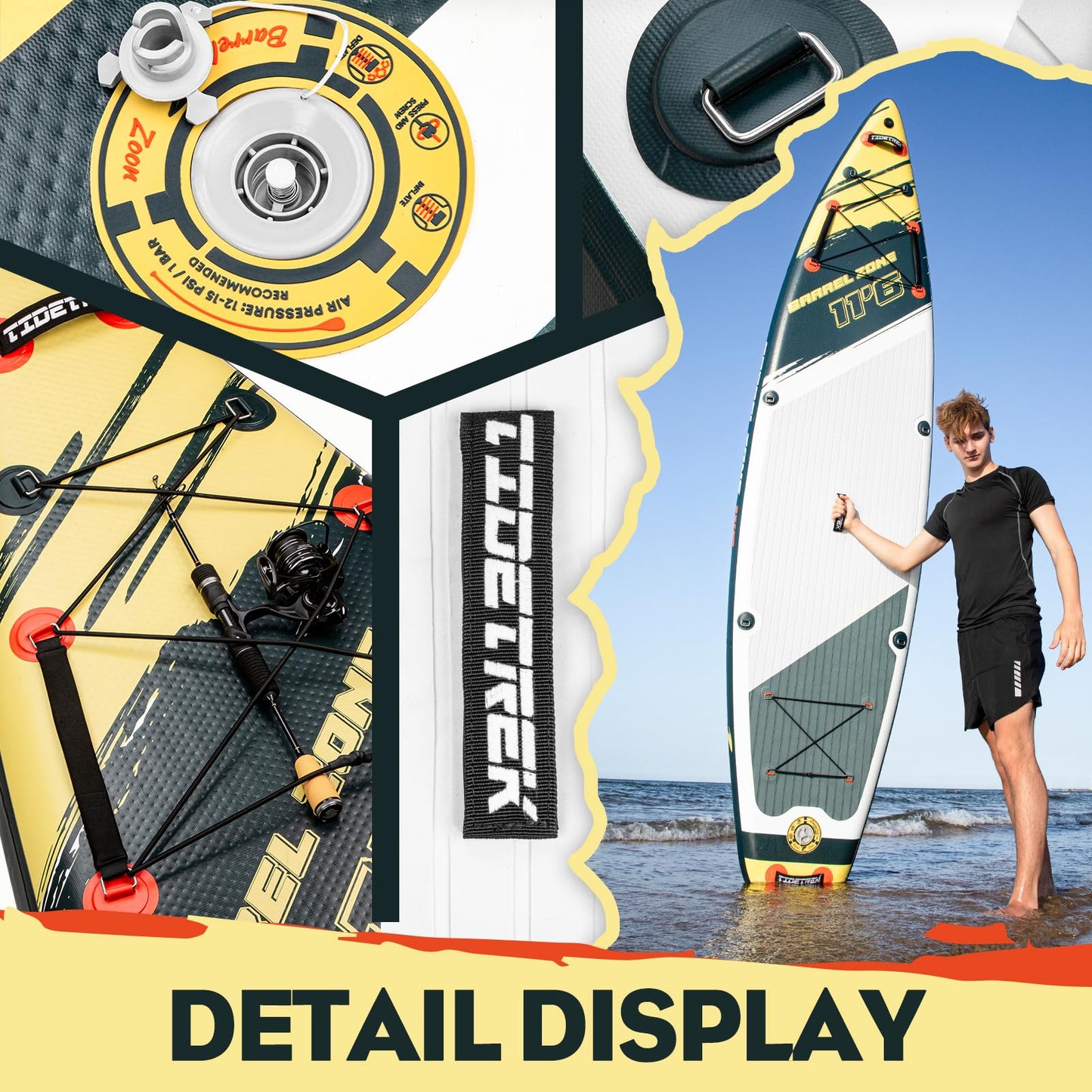 TIDETREK 11'6" Inflatable Stand Up Paddle Boards, Premium SUP Accessories, Non-Slip Comfort Deck for Youth & Adults (Royal Teal)