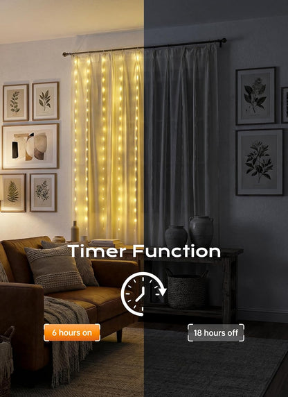 180 70 Inch 8 Brightown LED Shower Curtain Lights, Warm White Fairy Lights Battery Operated String Lights, Modes