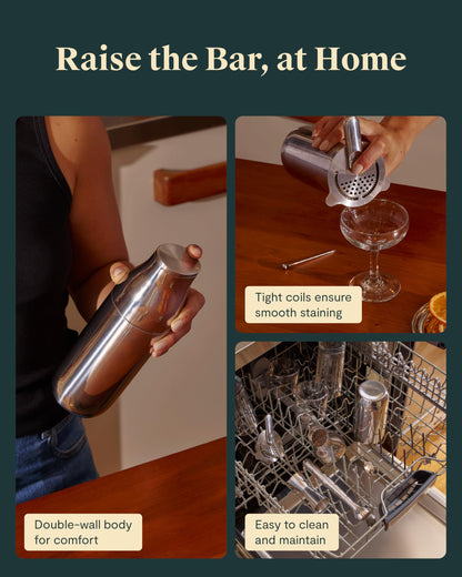 Caraway 9-Piece Complete Bar Set - Cocktail Shaker, Jigger, Muddler, Wine Key, Strainer, Bar Spoon, Storage Organizer, Magnetic Backer - Bartender Accessories - Tools for Home Bartending - Mist