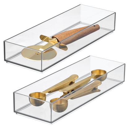iDesign Clarity Drawer, Kitchen and Bathroom Organization Silverware, Spatulas, Gadgets, Large-Set of 2