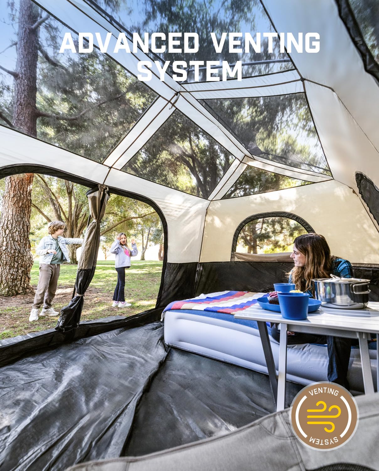 FanttikOutdoor Zeta C10 Pro Max Instant Cabin Tent 10 Person Camping Tent Setup in 60 Seconds with Rainfly & Windproof Portable with Carry Bag for Family Camping & Hiking, Upgraded Ventilation, Khaki