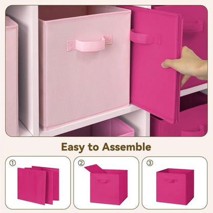 Granny Says 11-Inch Cube Storage Bins - Fabric Collapsible Organizers with Handles | Pink Gradient, 8-Pack