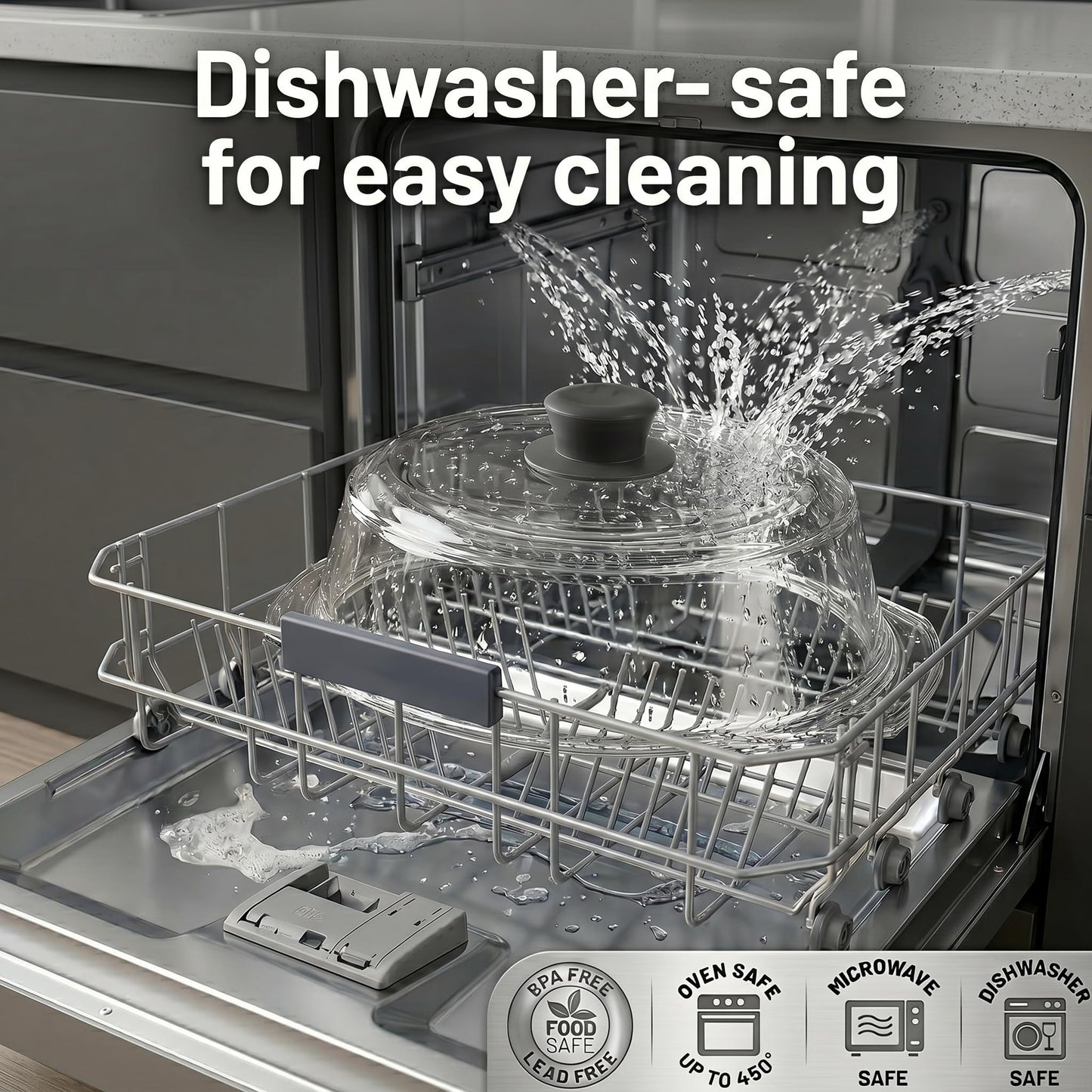 Bezrat Microwave Tall Glass Plate Cover | Splatter Guard Lid with Easy Grip Silicone Handle Knob | 100% Food Grade | BPA Free and Dishwasher Safe | 10 Inch (Black-)