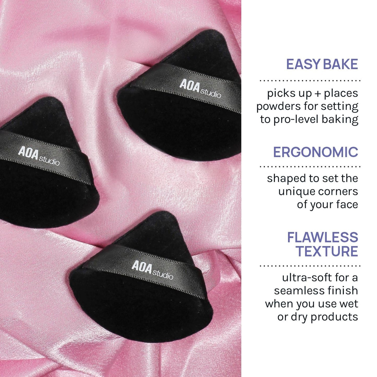 AOA Studio Velvet Puffs Makeup Puff Set of 6 Loose Powder Body Powder, Velour Makeup Blender Sponge Foundation Blending Sponges Set Beauty Makeup Tools(Black/Peach)