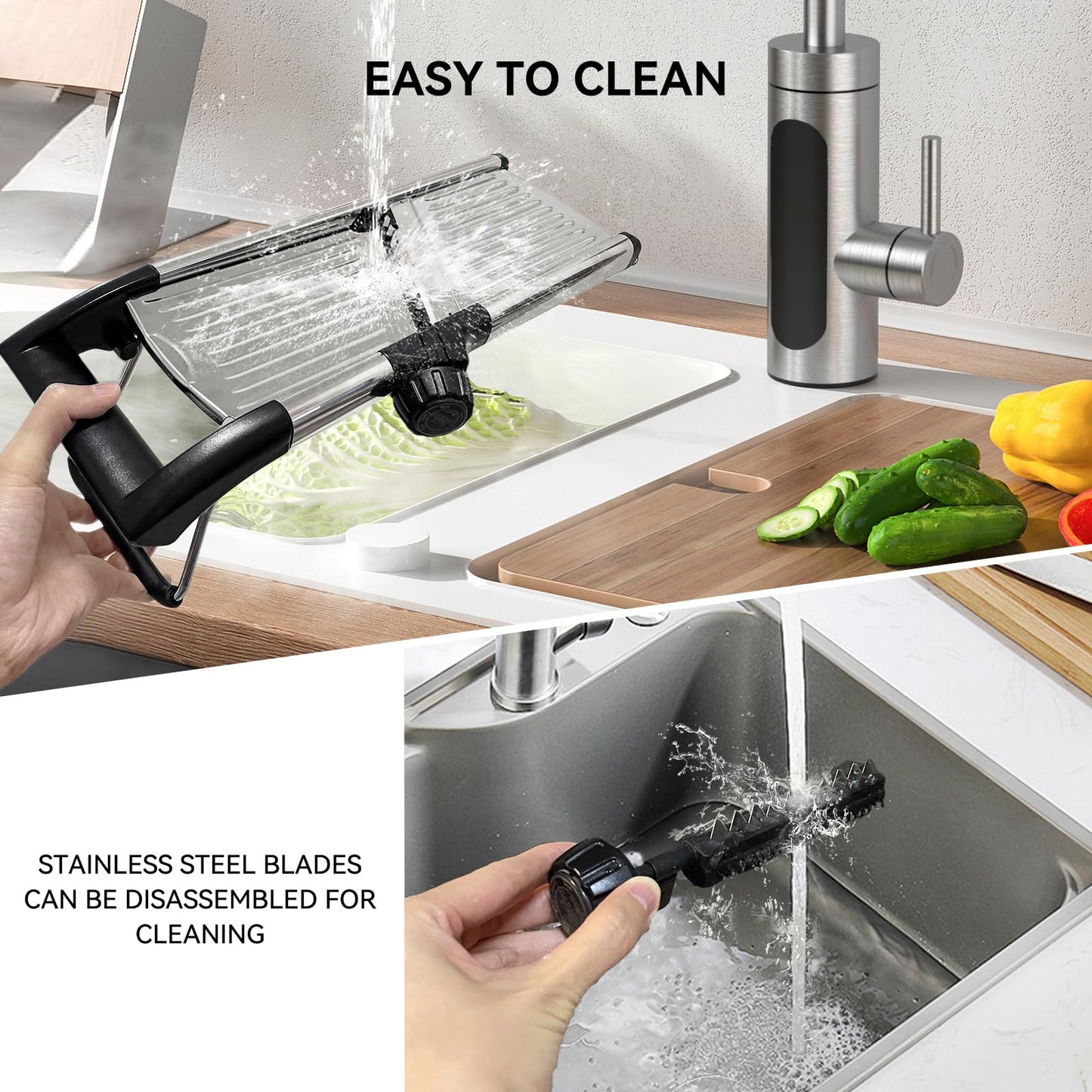 Mandoline Slicer, Mandoline Food Slicer for Kitchen, Mandolin, Vegetable Chopper, Veggie Slicer, Adjustable Stainless Steel Veggie Onion Tomato Julienne Cutter with 1 Pair Cut-Resistant Gloves