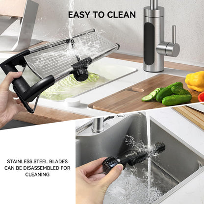 Mandoline Slicer, Mandoline Food Slicer for Kitchen, Mandolin, Vegetable Chopper, Veggie Slicer, Adjustable Stainless Steel Veggie Onion Tomato Julienne Cutter with 1 Pair Cut-Resistant Gloves