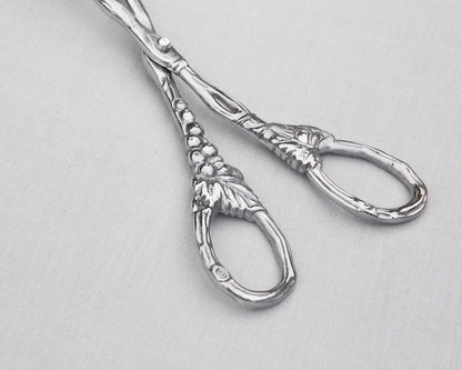 Arthur Court Designs Grape Pattern Heavy Duty Aluminum Serving Tongs, 10.5 inch Long, Polished Salad Servers