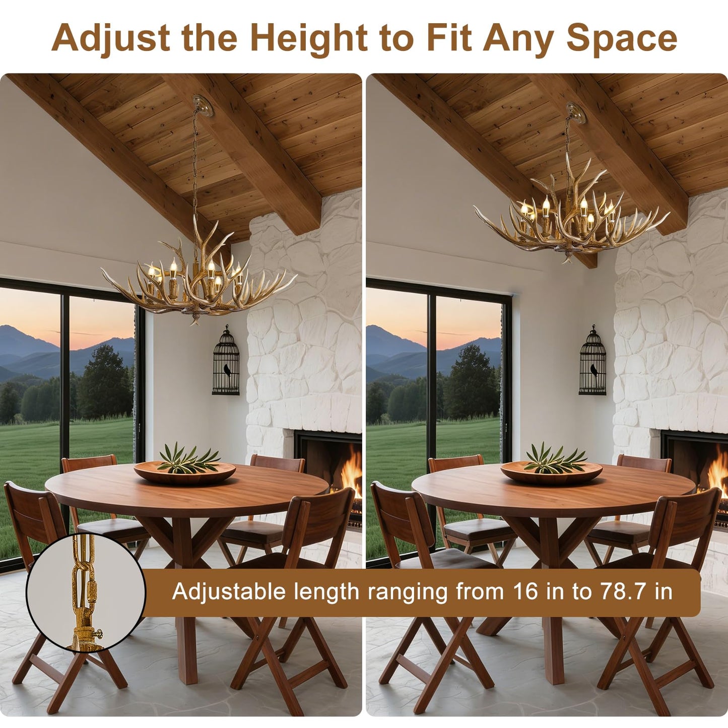LUJIAODS Antlers Chandelier 8 Light,Deer Chandelier Fixtures,Rustic Farmhouse Horn Antler Lighting for Living Room Bedroom Dining Room Kitchen Cafes,Bars,Kitchen Foyer(8 Lamp Arms+ 3 Arms)