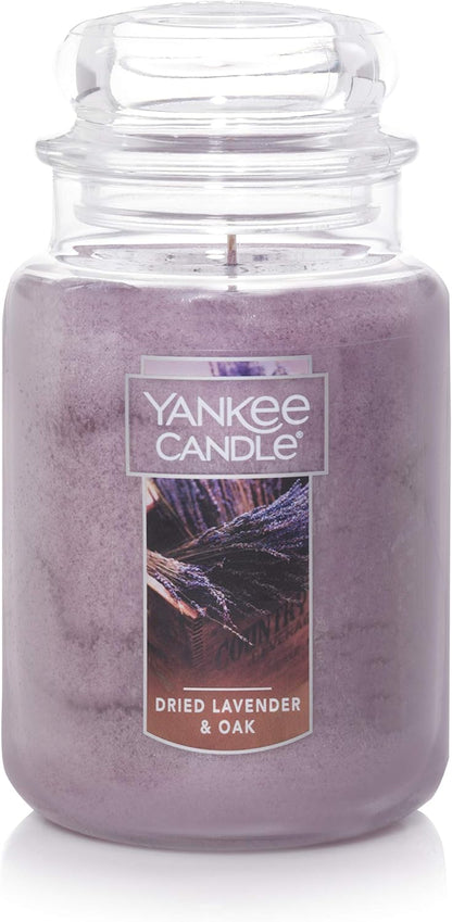 Yankee Candle Dried Lavender & Oak Scented Classic 22 Oz Jar, Single Wick Aromatherapy Candle