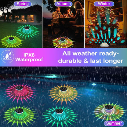 ZRYBOMY 6 IPX8 1 Pack RGB Solar Floating Pool Lights, Smart Auto ON/Off Pool Light with Lighting Modes, Waterproof LED