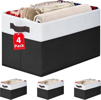Criusia Large Storage Bins - 4 Pack Collapsible Fabric Baskets for Closet & Laundry Organization