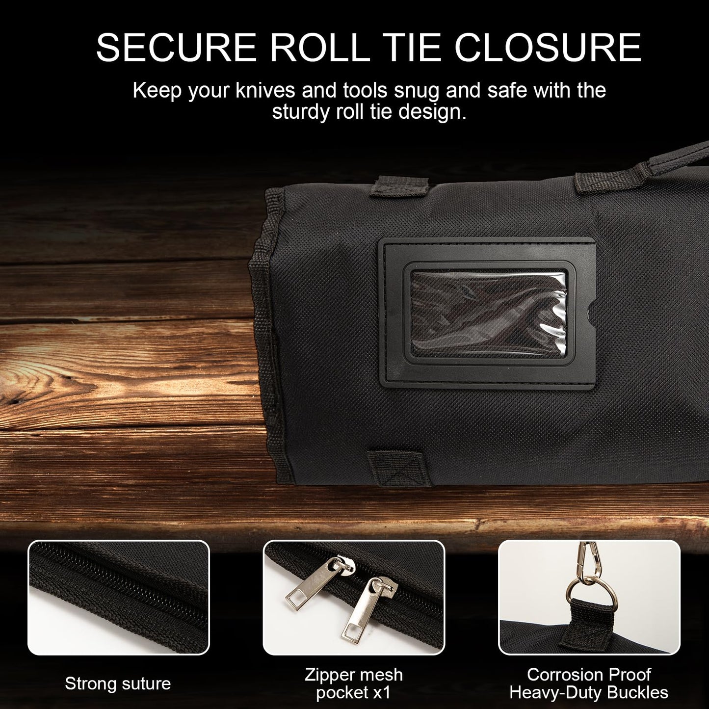 Chef Knife Roll Bag, Oxford Cloth knife bags for chefs professional, Portable 15 Slots chef bag With Zipper Close, With Adjustable Shoulder Strap knife carrying case Hold Home Kitchen Knife Tools