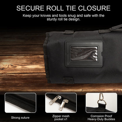 Chef Knife Roll Bag, Oxford Cloth knife bags for chefs professional, Portable 15 Slots chef bag With Zipper Close, With Adjustable Shoulder Strap knife carrying case Hold Home Kitchen Knife Tools